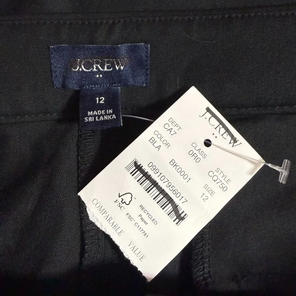 J.CREW Nicki Flare Pant 12 Black Ankle Cropped High Waist Twill NWT B69